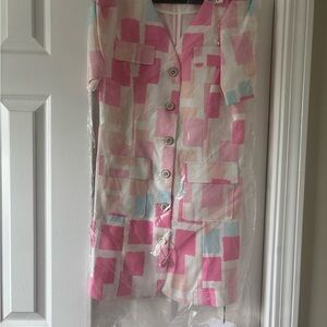 Colorful Geometric Button-Up Dress